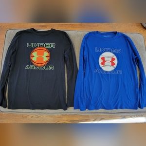 2 boys Under Armour long-sleeved shirts